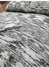 Resim Tavşan Tüyü El Dokuma Yumuşak Dokulu Çift Kişilik Yatak Örtüsü 2 Siyah - Beyaz 