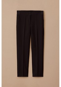 Resim Kadın Büyük Beden Çift Düğmeli Bilek Boy Pantolon - Siyah Siyah 