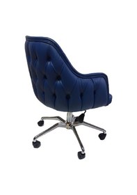 Resim Çalışma Sandalyesi Kapitone Desenli Örümcek Yıldız Ayaklı Mavi Re 