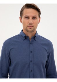 Resim Pierre Cardin Erkek İndigo Gömlek Desenli 50311380-vr028 İndigo 
