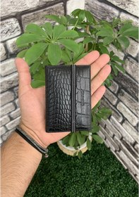 Resim Guard Siyah Croco Desenli Hakiki Deri Lastikli Spor Kartlık Erkek / Kadın P1041 Siyah 