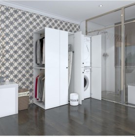 Resim Kenzlife Çamaşır-Kurutma Makinesi Dolabı Ve Giysi Dolabı Bistami Sol Byz 180 160 60 % 100 Full Mdf Çok Renkli 