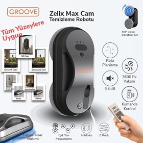 Resim Groove Zelix Max Yapay Zeka Destekli Ultra Sessiz Akıllı Sensör Akıllı Cam Temizleme Silme Robotu 