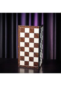 Resim Büyük Boy Katlanır Ceviz Desenli Mdf Ahşap Satranç Tahtası 43x43 Cm 