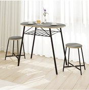 Resim Mutfak Masası Oval Tabure Takımı Masa Sandalye Takımı Füme 1475 