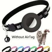 Resim Kedi tasma Airtag için, GPS cihazı tutuculu yansıtıcı tasmalar ve yavru kediler için çanlı Noel hediyesi 