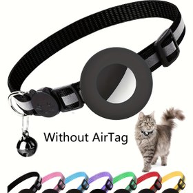 Resim Kedi tasma Airtag için, GPS cihazı tutuculu yansıtıcı tasmalar ve yavru kediler için çanlı Noel hediyesi 