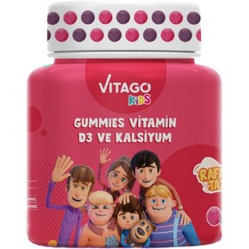 Resim VİTAGO Kids Rafadan Tayfa Gummies Vitamin D3, Kalsiyum İçeren Çiğnenebilir Form Takviye Edici Gıda 30 Adet 