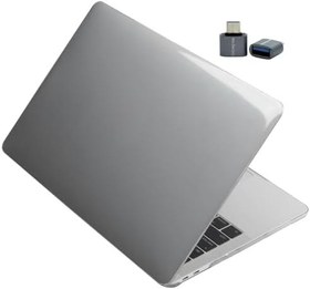 Resim McStorey MacBook Air M1 Kılıf 13 inç Sert Şeffaf Hardcase – A2337 / A2179 / A1932 Uyumlu Kristal Parlak Çizilmez + USB Adaptör Gri 