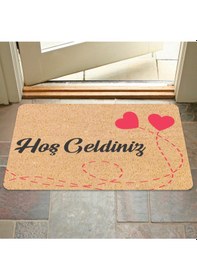 Resim Hoş Geldiniz Yazılır Coco Görünümlü Dekoratif Dış Kapı Önü Ve Iç Mekan Paspası Krem 