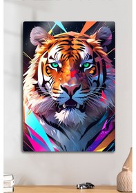 Resim Metal Parlak Baskı - Tiger, Kaplan Dekoratif Tablo 