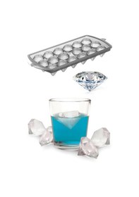 Resim Diamond Elmas Şeklinde Buz Kalıbı 18 Bölmeli Şeffaf 