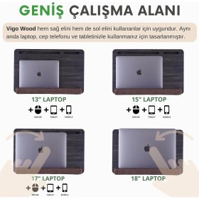 Resim Braventa Collection Vigo Wood - LS021 Minderli 15,6" ve 17,3" Laptop Sehpası 