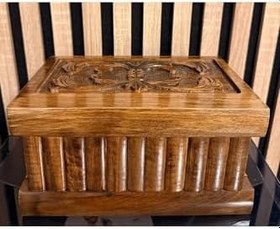 Resim El Yapımı Ceviz İşlemeli Osmanlı Sandığı, 5 Adımlı 3 Şifreli Gizemli Sandık, Bilmeceli Şifreli Kumbara 