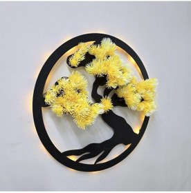Resim Led Işıklı Ve Sarı Bonsai Ağaç Tablo 40cm 