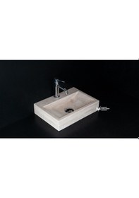 Resim Traverten Batarya Çıkışlı Kare Lavabo 