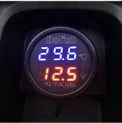 Resim 3 İn 1 Araba Voltmetre Termometre Dijital Akü Gerilimi Sıcaklık Ölçer Usb Şarj Aleti 12v 24v Pil Test Cihazı Dc Led 