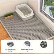 Resim 1pc EVA Çift Katlı Kedi Kumu Matı, Arı Kovanı Tasarımı, Su Geçirmez ve Dayanıklı Pet Kedi Kumu Tutucu, Dağılmayı Önlemek için Büyük Delikler, Hayvan Atık Yönetimi için İdeal 