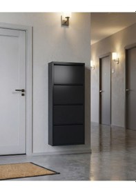 Resim Dörtlü Metal Ayakkabılık Premium Siyah Siyah 