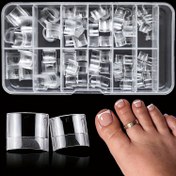Resim 240 Adet Yumuşak Kauçuk Kısa Kare Burun Tırnakları - Yarım Mat, Ultra-Kısa Fransız Stili, Kesilmeyen, Dikişsiz Sahte Ayak Tırnakları Şeffaf Akrilik DIY Tırnak Sanatı için, Ayak Tırnak Sarar 