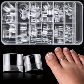 Resim 240 Adet Yumuşak Kauçuk Kısa Kare Burun Tırnakları - Yarım Mat, Ultra-Kısa Fransız Stili, Kesilmeyen, Dikişsiz Sahte Ayak Tırnakları Şeffaf Akrilik DIY Tırnak Sanatı için, Ayak Tırnak Sarar 