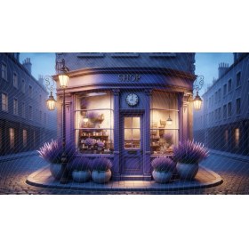 Resim Venspor Gece Vakti Lavanta Temalı Dükkan Arkaplan 200 x 150 cm Fon Duvar Örtüsü 