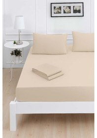 Resim Mirava Premium %100 Pamuk Penye Lastikli Tek Kişilik Çarşaf Takımı 1 Yastık Kılıfı Dahil Bej 100x200cm Bej 