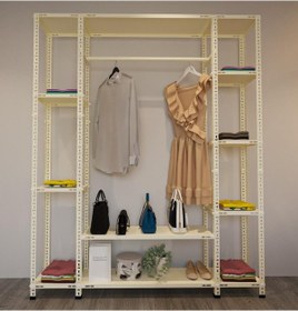 Resim Rafburada® Krem Renk Metal Açık Gardırop 31x155x200 Kırık Beyaz 