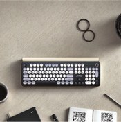 Resim newnet -SİYAH- Renkli Retro Daktilo Kablosuz Türkçe Gaming Vintage Q Klavye 