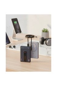 Resim Fulltech Al-NET 5000 mAh Magasafe Kablosuz Powerbank| 20 W PD Hızlı şarj ,Manyetik Tutucu , Dahili USB-C 