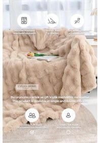 Resim Kürk Yatak Örtüsü Çift Kişilik Dolgulu Peluş Yumuşak Çift Taraflı Yorgan 3 Parça Loria Kahve Kahverengi 
