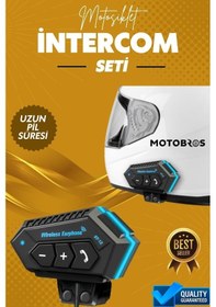 Resim BT12 Motosiklet Bluetooth V4.2 Intercom Interkom Dinleme Ve Konuşma Özellikli Su Geçirmez 