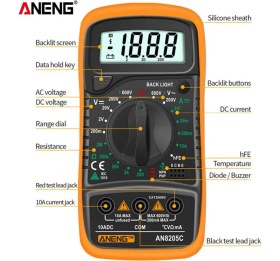 Resim Aneng AN8205C Dijital Multimetre (Sarı) 