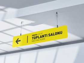 Resim Askılı Yön Tabelası - Tek Yön / Fırçalı Altın / Yok 