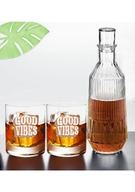 Resim Bk Gift Dtf Motto Tasarımlı İkili Viski Kadehi Ve Karaf Seti-1, Arkadaşa Hediye, Sevgiliye Hediye Kobitmeyencom30434 Bk Gift 