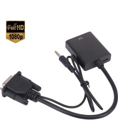 Resim Aogo VGA HDMI Aktif Dönüştürücü VGA To HDMI Kablolu VGA Erkek HDMI Dişi VGA In HDMI Out Converter 