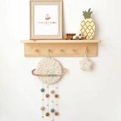 Resim Babyroomstore Ahşap Dekoratif Askılı Raf Bebek Çocuk Odası Raf 60 cm 