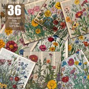 Resim 36 Sayfa Vintage Yabani Çiçek Gazete Sanatı Scrapbook Kağıdı, 14.99 x 14.99 cm, El Yapımı Malzemeler için Atık Günlükler, DIY Retro Günlükler, Selamlama Kartları ve Arka Plan Süslemeleri, Karışık Renkler, Yaratıcı Projeler için Mükemmel 