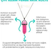 Resim Mystic Energy Doğal Taş Pembe Akik Ister Kolye Ister Anahtarlık Bronz 