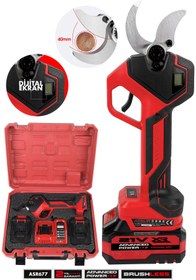 Resim ASSUR 21V Çift Akülü 40 mm Ağaç Odun Dal Kesme Makinesı Şarjlı Dijital Budama Makası Kırmızı 