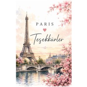 Resim Paris Temalı Thank You Kartı 8x5 Cm Sipariş Teşekkür Kartı Paket Içi Not Kartı 100 Adet 