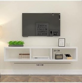 Resim Beyaz 140 Cm Tv Ünitesi Tv Sehpası Tv Standı Duvar Rafı Kitaplık 