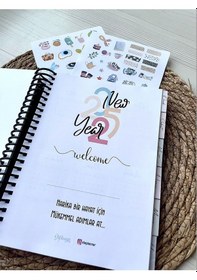 Resim 2025 Ajanda-2025 Tarihli Hayat Planlayıcı-2025 Masa Takvimi-2 Sayfa Sticker-bir Adet Tükenmez Kalem Mavi 