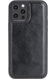 Resim iPhone Uyumlu 12 Pro Max Deri Arka Kapak Rst1 Siyah 