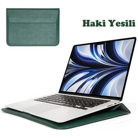 Resim Macbook Air M2 13.6 Inç 2022 M2 Çip A2681 Uyumlu Çanta Pu Deri Stantlı Şık Tasarım Kılıf 
