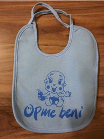 Resim AlazBaby Şintürk Unisex Öpme Beni Yazılı Mama Önlüğü, Mavi/pembe 