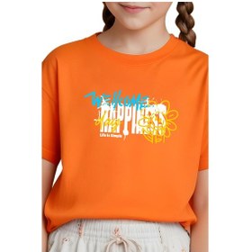 Resim Fyk Kids Kız Çocuk Wellcome Happines Baskılı Tişört Turuncu 