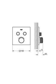 Resim Grohe Grohtherm SmartControl İki Fonksiyon Akış Kontrol Ankastre Termostatik Duş Bataryası 29124000 
