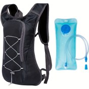 Resim 2L Su Bladder ile Açık Hava Sporları Hidrasyon Çantası - Hafif Polyester Bisiklet, Koşu, Yürüyüş, Seyahat Çift Sırt Çantası - Soluklu Mesh Kumaş, Siyah 