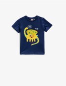 Resim Koton Erkek Bebek Lacivert Kısa Kollu Baskılı Bisiklet Yaka Pamuklu T-Shirt 